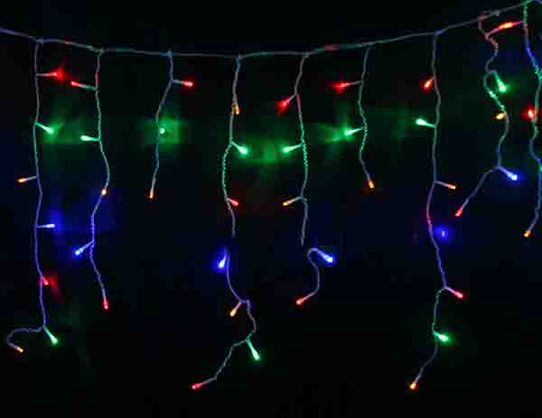 Бахрома 3м RGB провод каучуковый белый